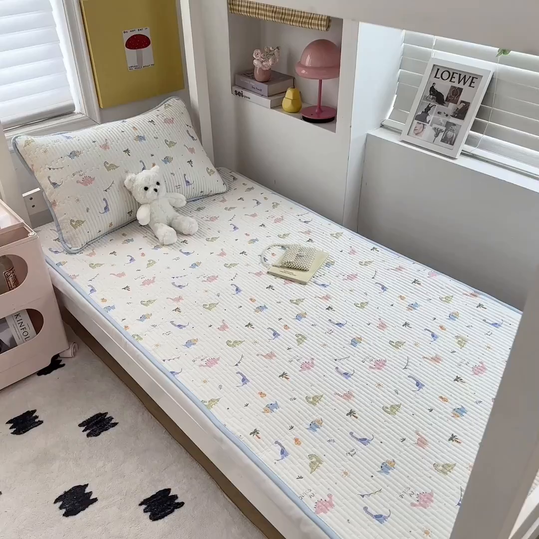 91家纺网 家纺一手货源 找家纺 恒尚居 2025新款全棉双层纱学生床垫纯棉床盖床褥垫软床垫床护垫-四季款-系列一 【恐龙奇趣】纯棉-双层纱