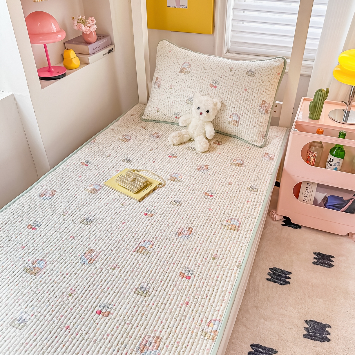 91家纺网 家纺一手货源 找家纺 恒尚居 2025新款全棉双层纱学生床垫纯棉床盖床褥垫软床垫床护垫-四季款-系列一 【快乐伙伴】纯棉-双层纱