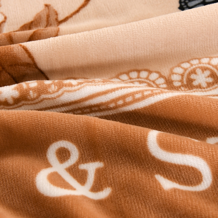 91家纺网 家纺一手货源 找家纺 望淮 2025新款230g印花金貂绒牛奶绒四件套 翩翩起舞-咖