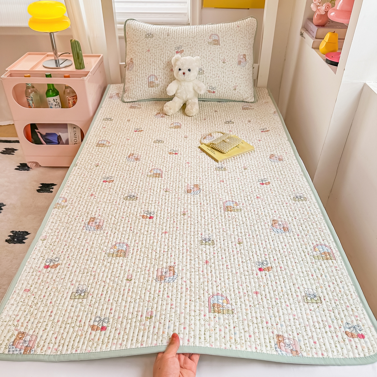 91家纺网 家纺一手货源 找家纺 恒尚居 2025新款全棉双层纱学生床垫纯棉床盖床褥垫软床垫床护垫-四季款-系列一 【快乐伙伴】纯棉-双层纱