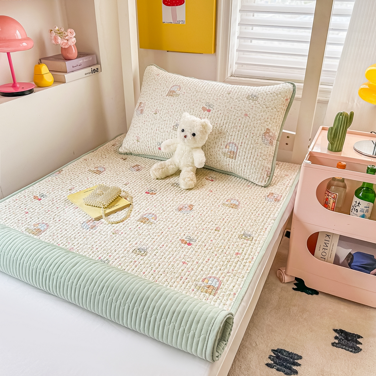 91家纺网 家纺一手货源 找家纺 恒尚居 2025新款全棉双层纱学生床垫纯棉床盖床褥垫软床垫床护垫-四季款-系列一 【快乐伙伴】纯棉-双层纱