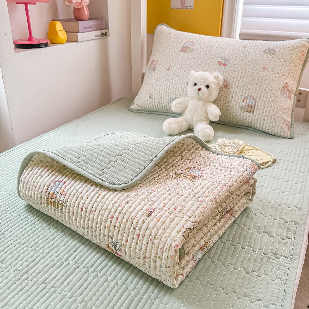 91家纺网 家纺一手货源 找家纺 恒尚居 2025新款全棉双层纱学生床垫纯棉床盖床褥垫软床垫床护垫-四季款-系列一 【快乐伙伴】纯棉-双层纱