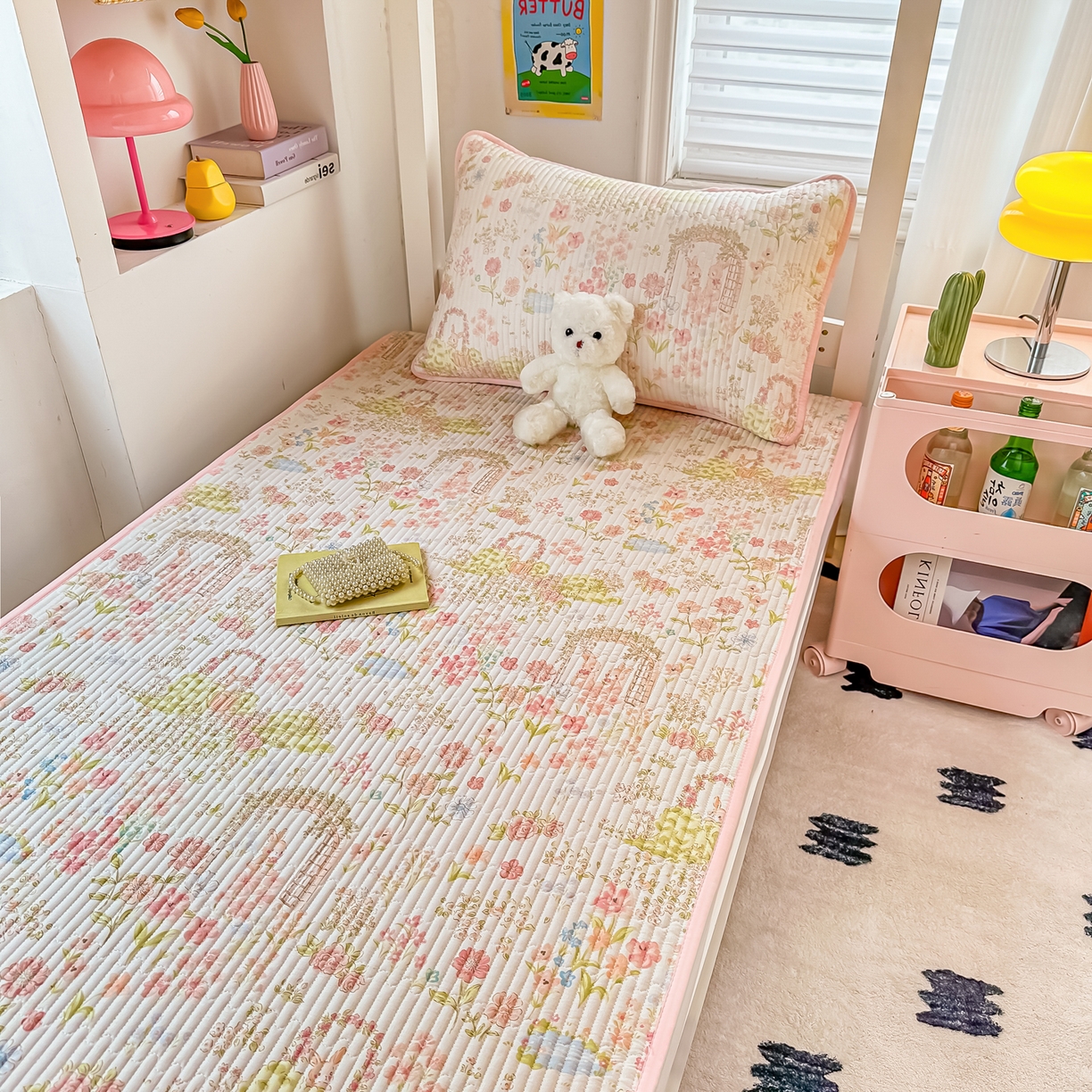 91家纺网 家纺一手货源 找家纺 恒尚居 2025新款全棉双层纱学生床垫纯棉床盖床褥垫软床垫床护垫-四季款-系列一 【秘境庄园】纯棉-双层纱