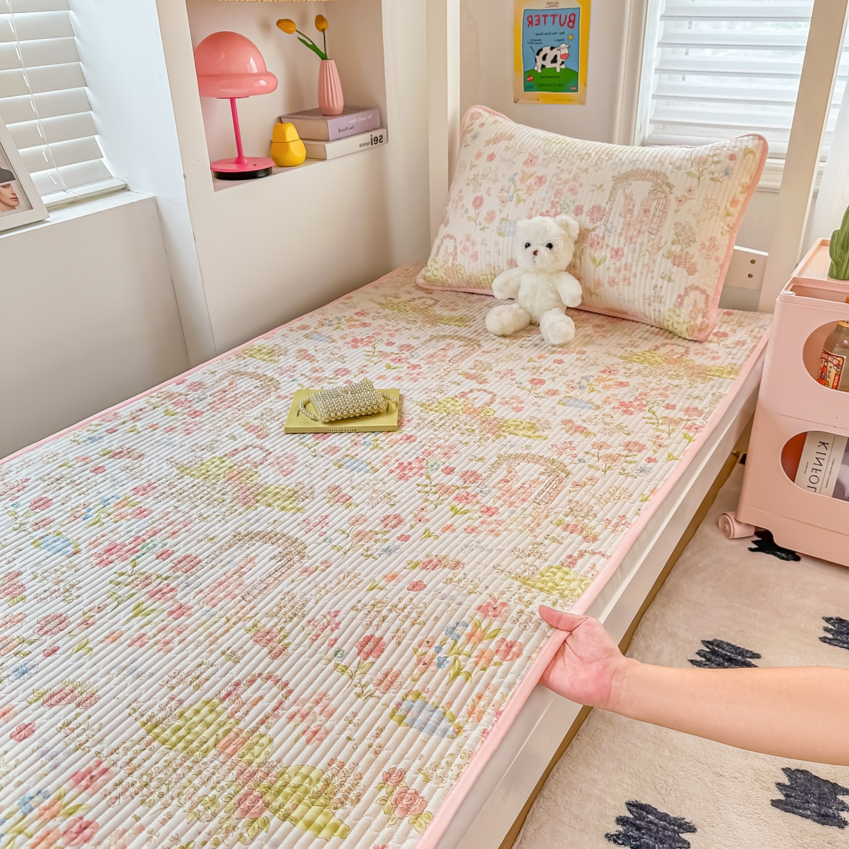 91家纺网 家纺一手货源 找家纺 恒尚居 2025新款全棉双层纱学生床垫纯棉床盖床褥垫软床垫床护垫-四季款-系列一 【秘境庄园】纯棉-双层纱