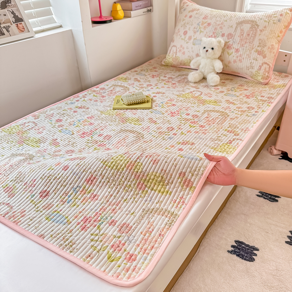 91家纺网 家纺一手货源 找家纺 恒尚居 2025新款全棉双层纱学生床垫纯棉床盖床褥垫软床垫床护垫-四季款-系列一 【秘境庄园】纯棉-双层纱