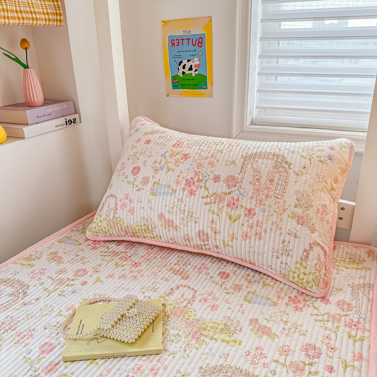 91家纺网 家纺一手货源 找家纺 恒尚居 2025新款全棉双层纱学生床垫纯棉床盖床褥垫软床垫床护垫-四季款-系列一 【秘境庄园】纯棉-双层纱