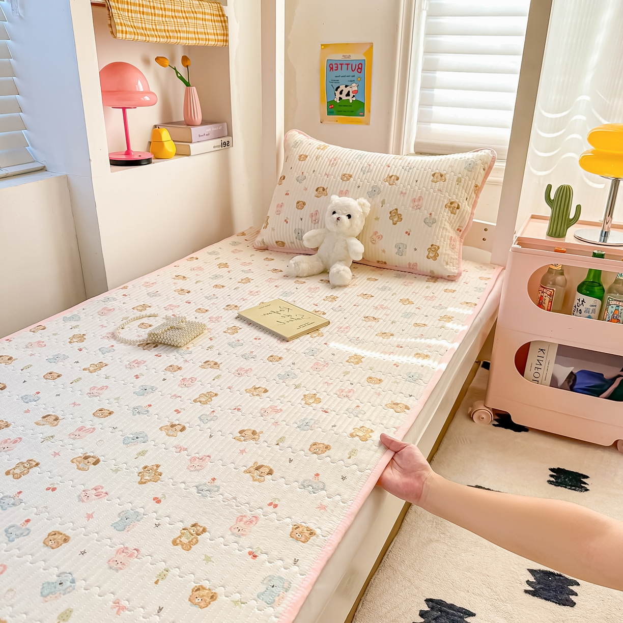 91家纺网 家纺一手货源 找家纺 恒尚居 2025新款全棉双层纱学生床垫纯棉床盖床褥垫软床垫床护垫-四季款-系列一 【泡芙家族】纯棉-双层纱