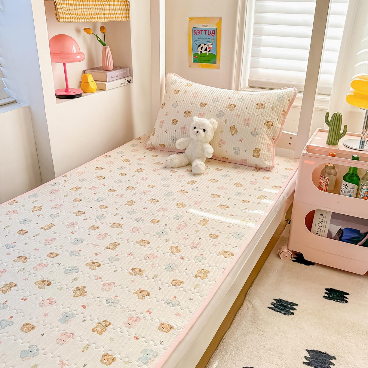 91家纺网 家纺一手货源 找家纺 恒尚居 2025新款全棉双层纱学生床垫纯棉床盖床褥垫软床垫床护垫-四季款-系列一 【泡芙家族】纯棉-双层纱