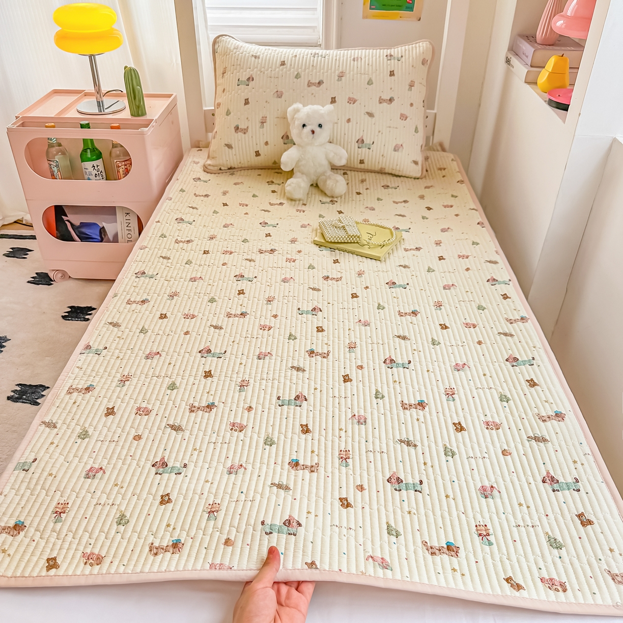 91家纺网 家纺一手货源 找家纺 恒尚居 2025新款全棉双层纱学生床垫纯棉床盖床褥垫软床垫床护垫-四季款-系列一 【小卷狗狗】纯棉-双层纱