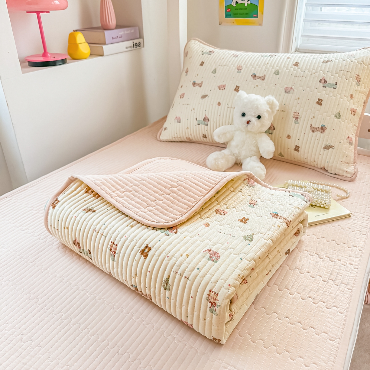 91家纺网 家纺一手货源 找家纺 恒尚居 2025新款全棉双层纱学生床垫纯棉床盖床褥垫软床垫床护垫-四季款-系列一 【小卷狗狗】纯棉-双层纱