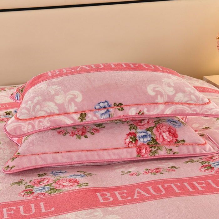 91家纺网 家纺一手货源 找家纺 望淮 2025新款230g印花金貂绒牛奶绒四件套 挚爱