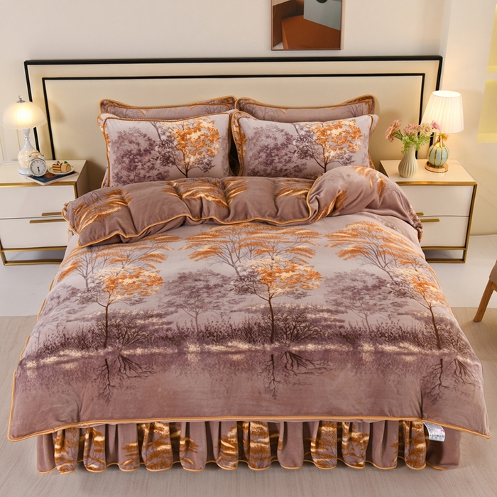 望淮 2025新款230g印花金貂绒牛奶绒四件套 知秋