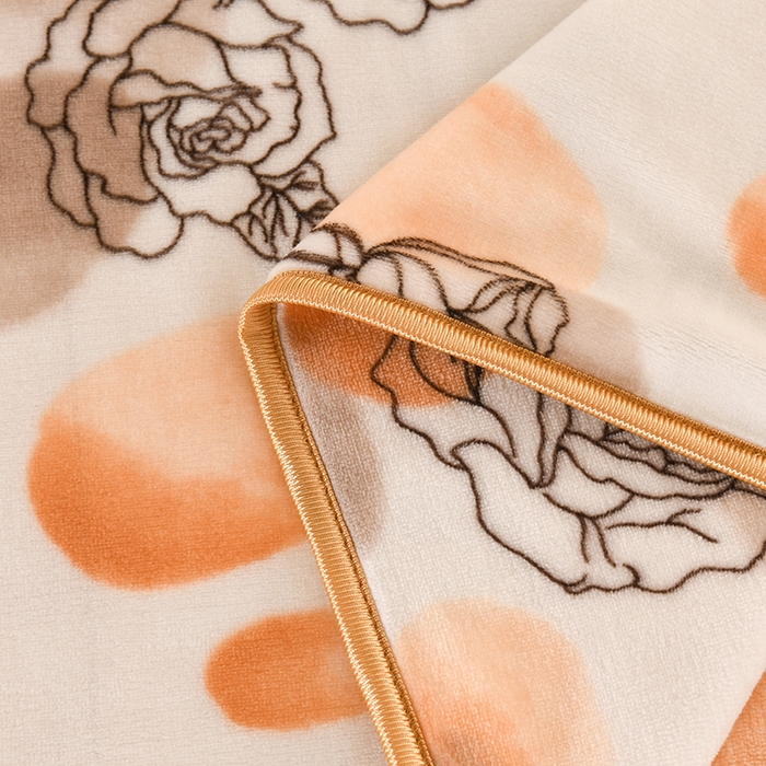 91家纺网 家纺一手货源 找家纺 望淮 2025新款230g印花金貂绒牛奶绒四件套 雨花石