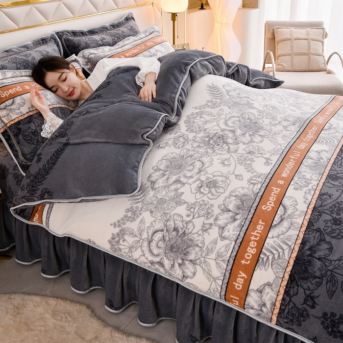 91家纺网 家纺一手货源 找家纺 慕婷家纺 2025新款牛奶绒印花四件套 水墨江南