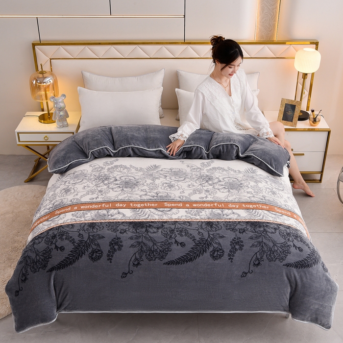 91家纺网 家纺一手货源 找家纺 慕婷家纺 2025新款牛奶绒印花四件套 水墨江南