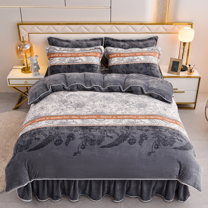 91家纺网 家纺一手货源 找家纺 慕婷家纺 2025新款牛奶绒印花四件套 水墨江南