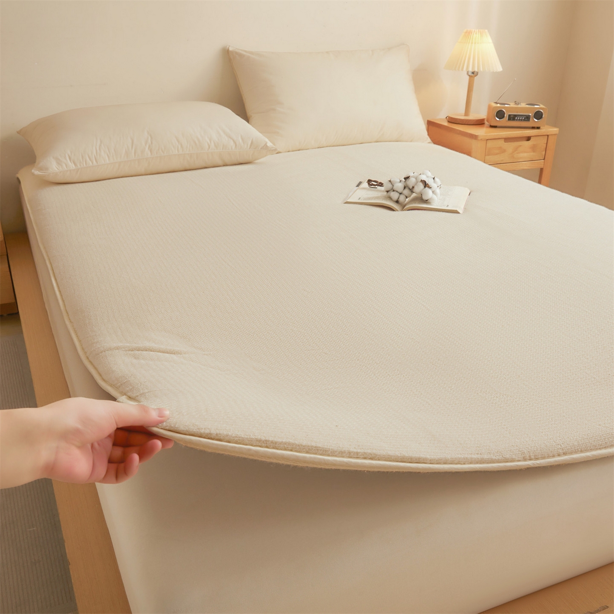 91家纺网 家纺一手货源 找家纺 （总）梵蒂莎 2025新款亲肤鱼鳞纹棉胎床褥床垫被子可盖可垫-大床