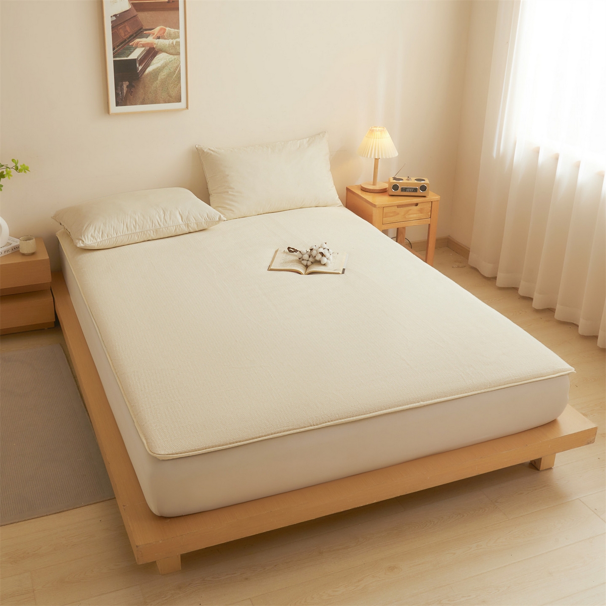 91家纺网 家纺一手货源 找家纺 （总）梵蒂莎 2025新款亲肤鱼鳞纹棉胎床褥床垫被子可盖可垫-大床