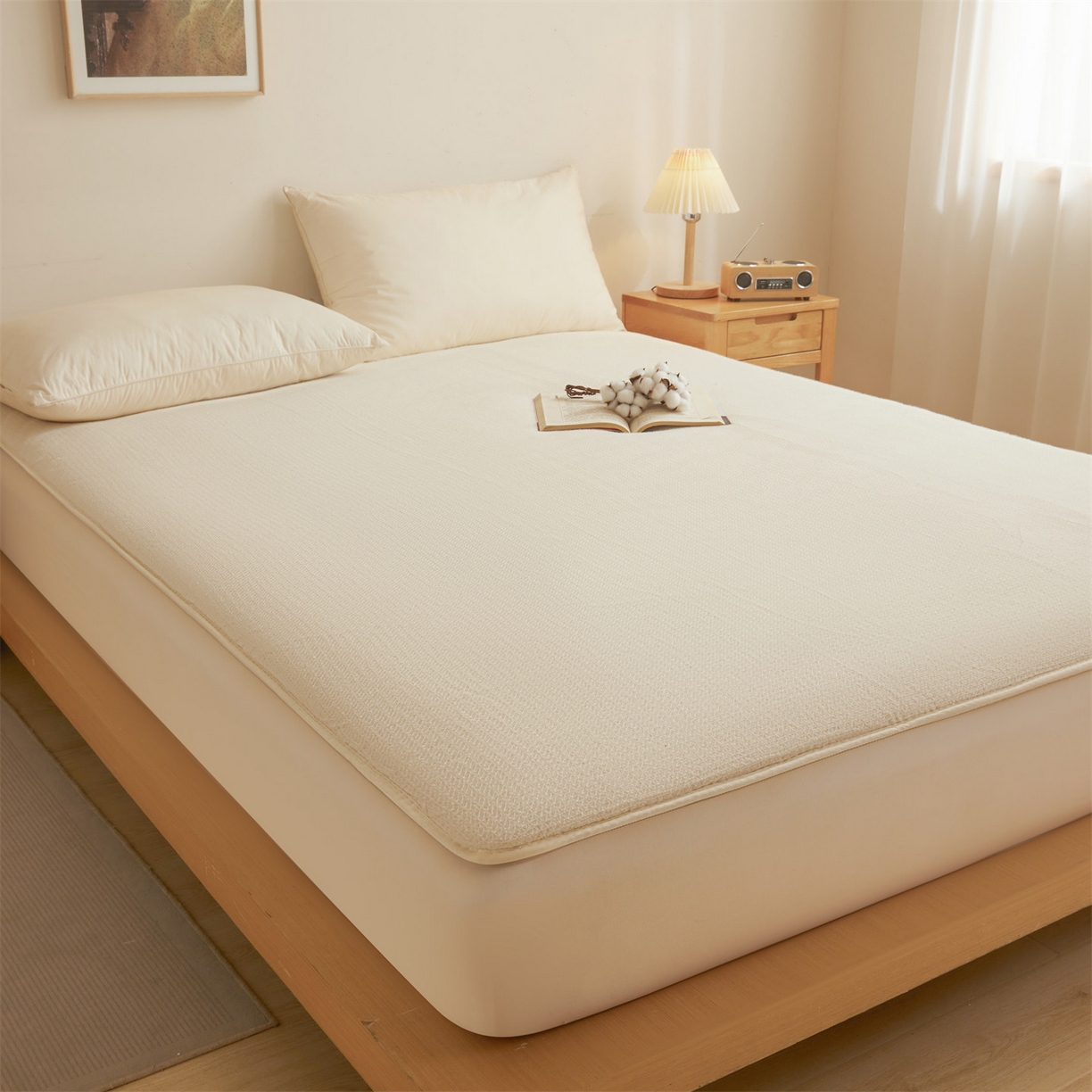 91家纺网 家纺一手货源 找家纺 （总）梵蒂莎 2025新款亲肤鱼鳞纹棉胎床褥床垫被子可盖可垫-大床