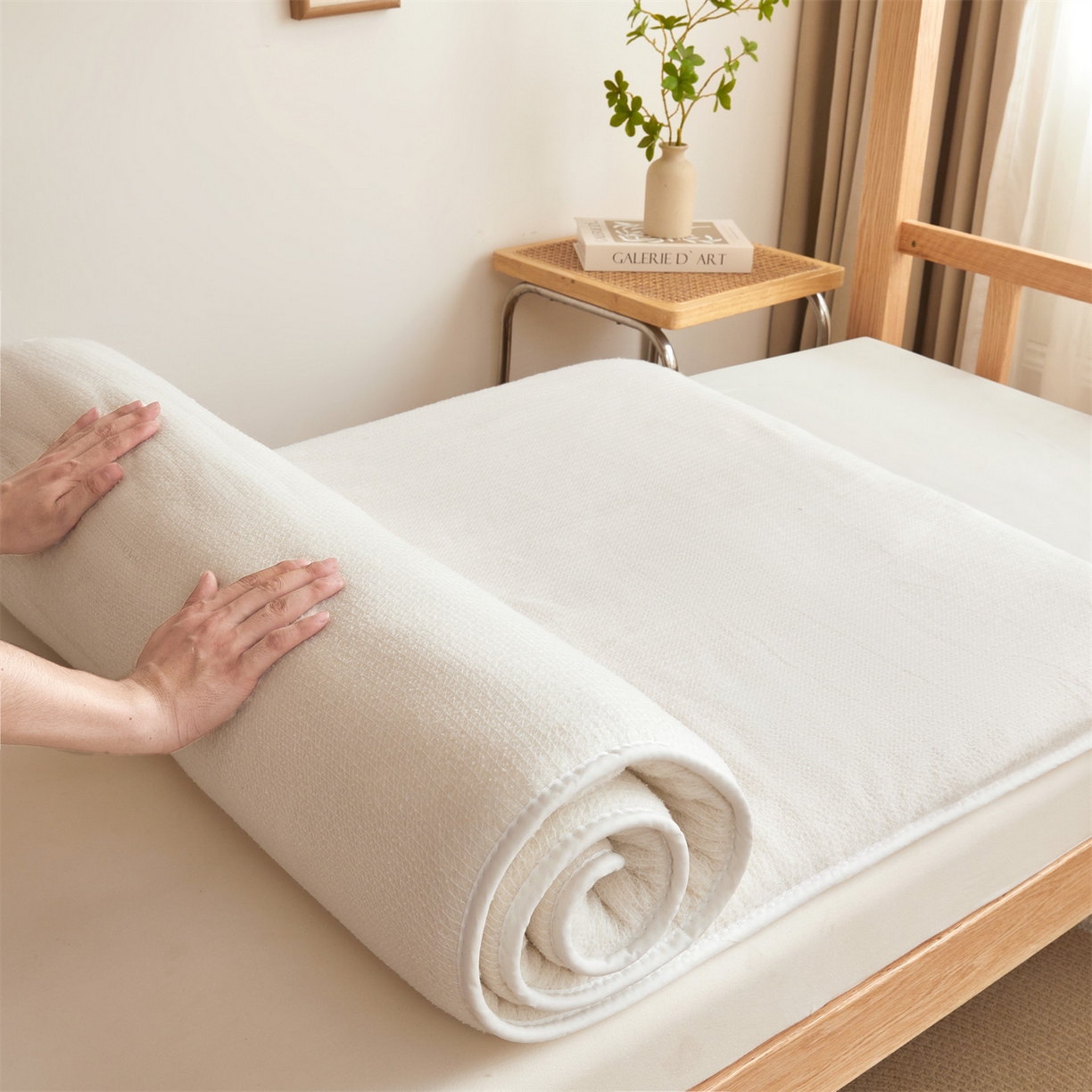 91家纺网 家纺一手货源 找家纺 （总）梵蒂莎 2025新款亲肤鱼鳞纹棉胎床褥床垫被子可盖可垫-学生