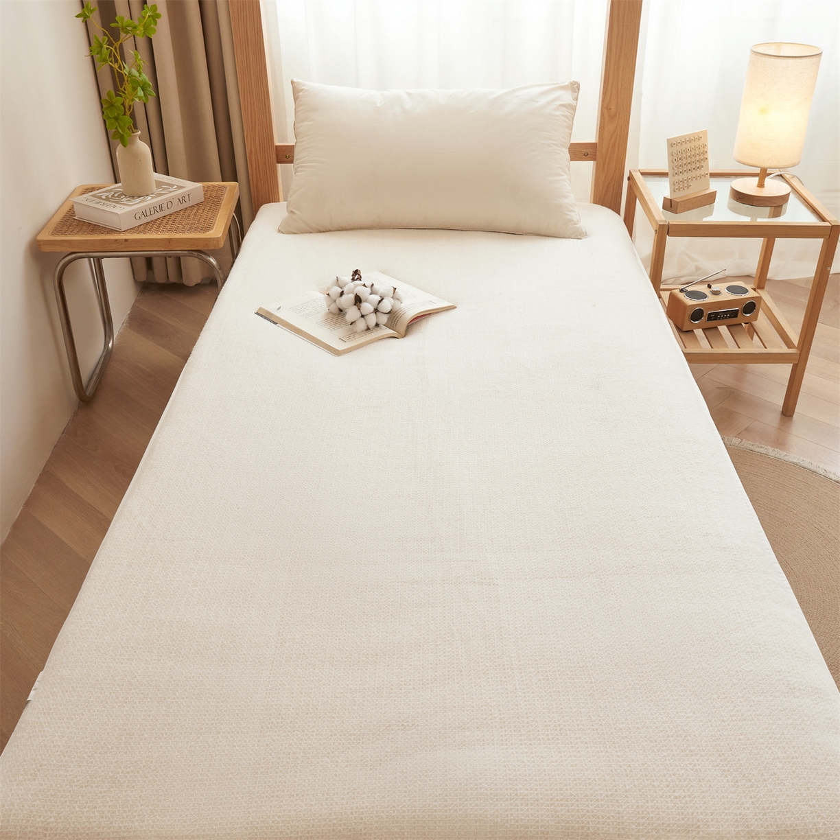 91家纺网 家纺一手货源 找家纺 （总）梵蒂莎 2025新款亲肤鱼鳞纹棉胎床褥床垫被子可盖可垫-学生