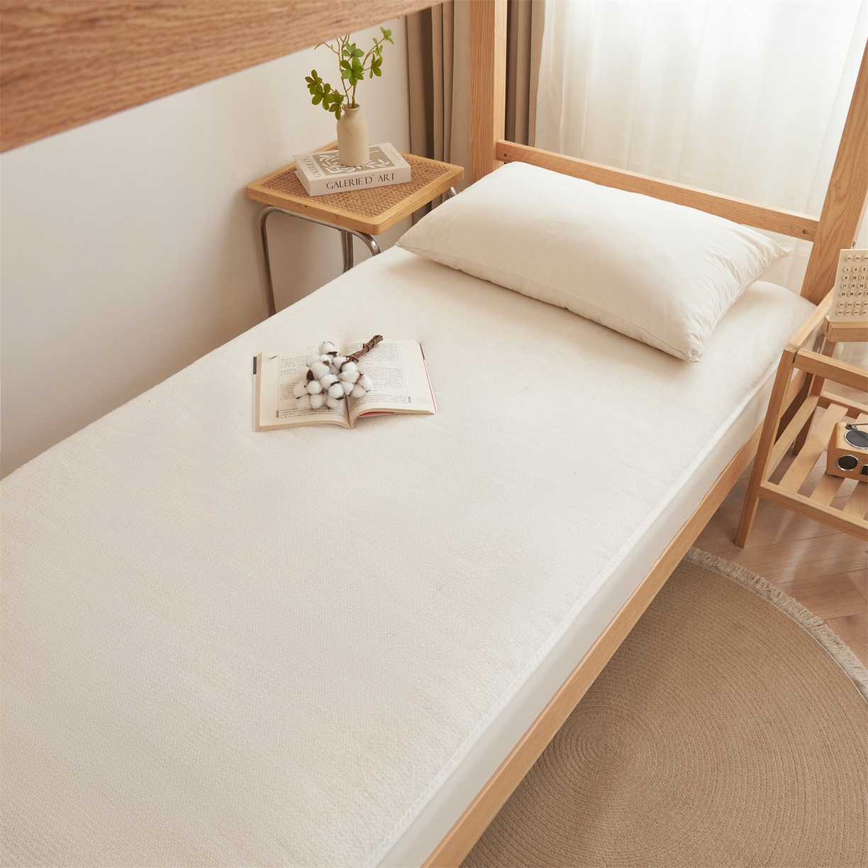 91家纺网 家纺一手货源 找家纺 （总）梵蒂莎 2025新款亲肤鱼鳞纹棉胎床褥床垫被子可盖可垫-学生