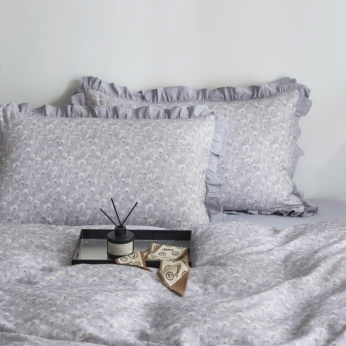 91家纺网 家纺一手货源 找家纺 金纱玉纺家纺 2025韩版数码印花加厚100%棉四件套 情意绵绵-灰