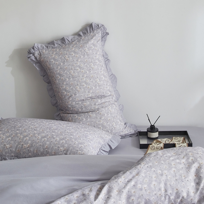 91家纺网 家纺一手货源 找家纺 金纱玉纺家纺 2025韩版数码印花加厚100%棉四件套 情意绵绵-灰