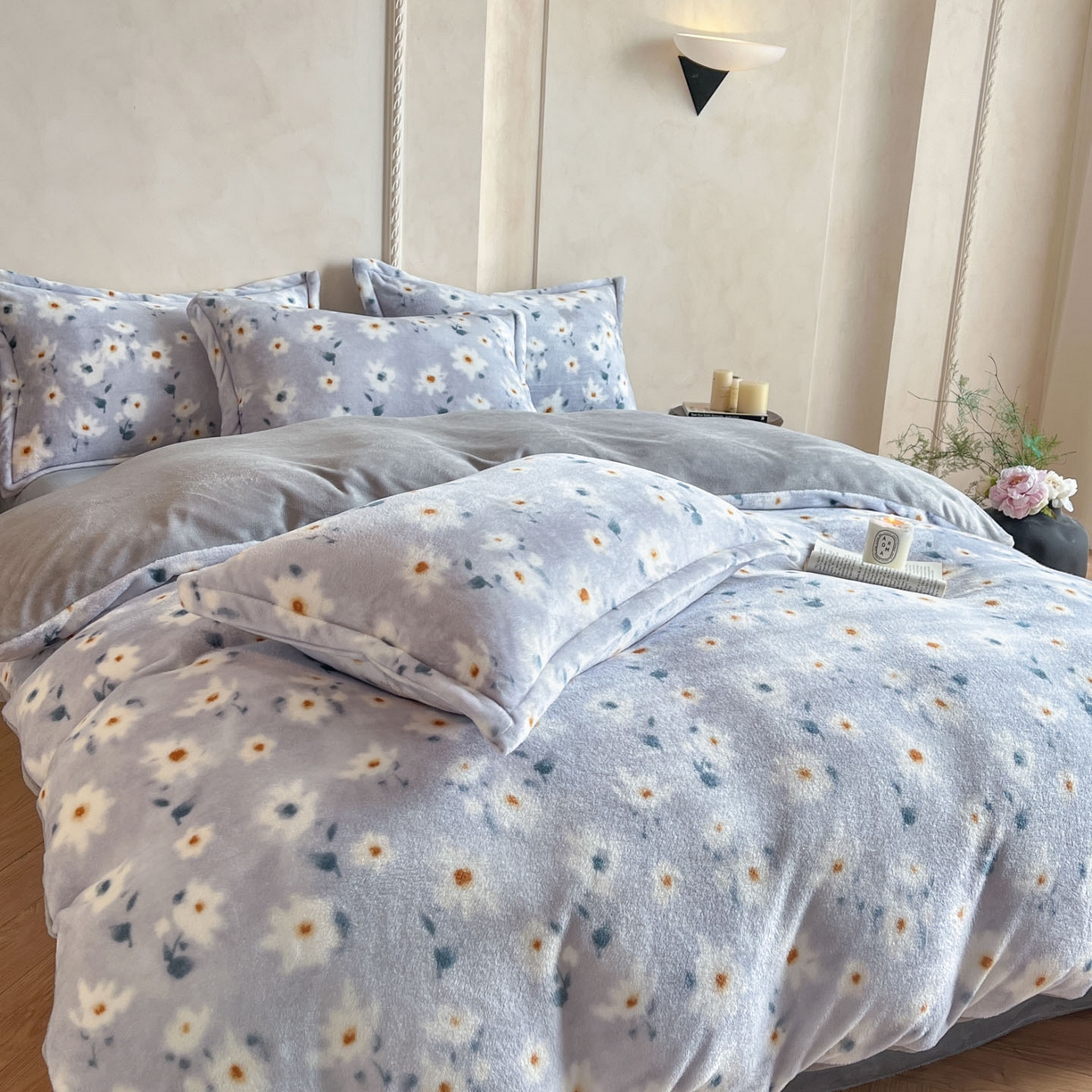 91家纺网 家纺一手货源 找家纺 川悦生活 2025新款轻奢风高克重牛奶绒印花保暖四件套 小苏花瑟