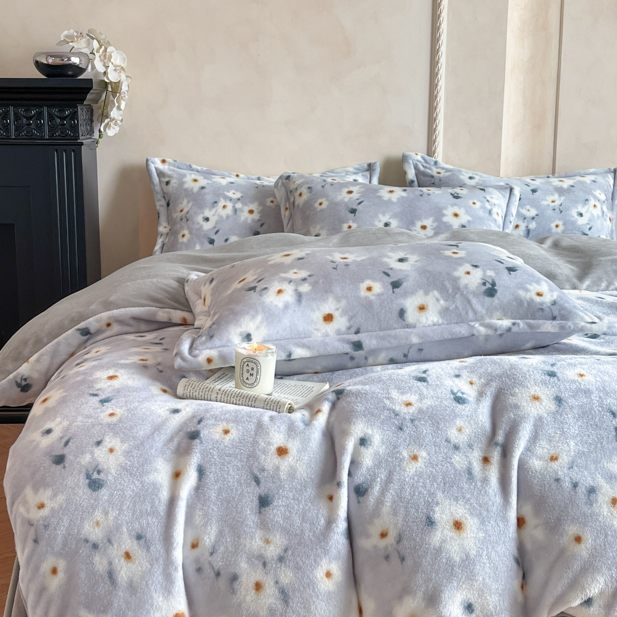 91家纺网 家纺一手货源 找家纺 川悦生活 2025新款轻奢风高克重牛奶绒印花保暖四件套 小苏花瑟