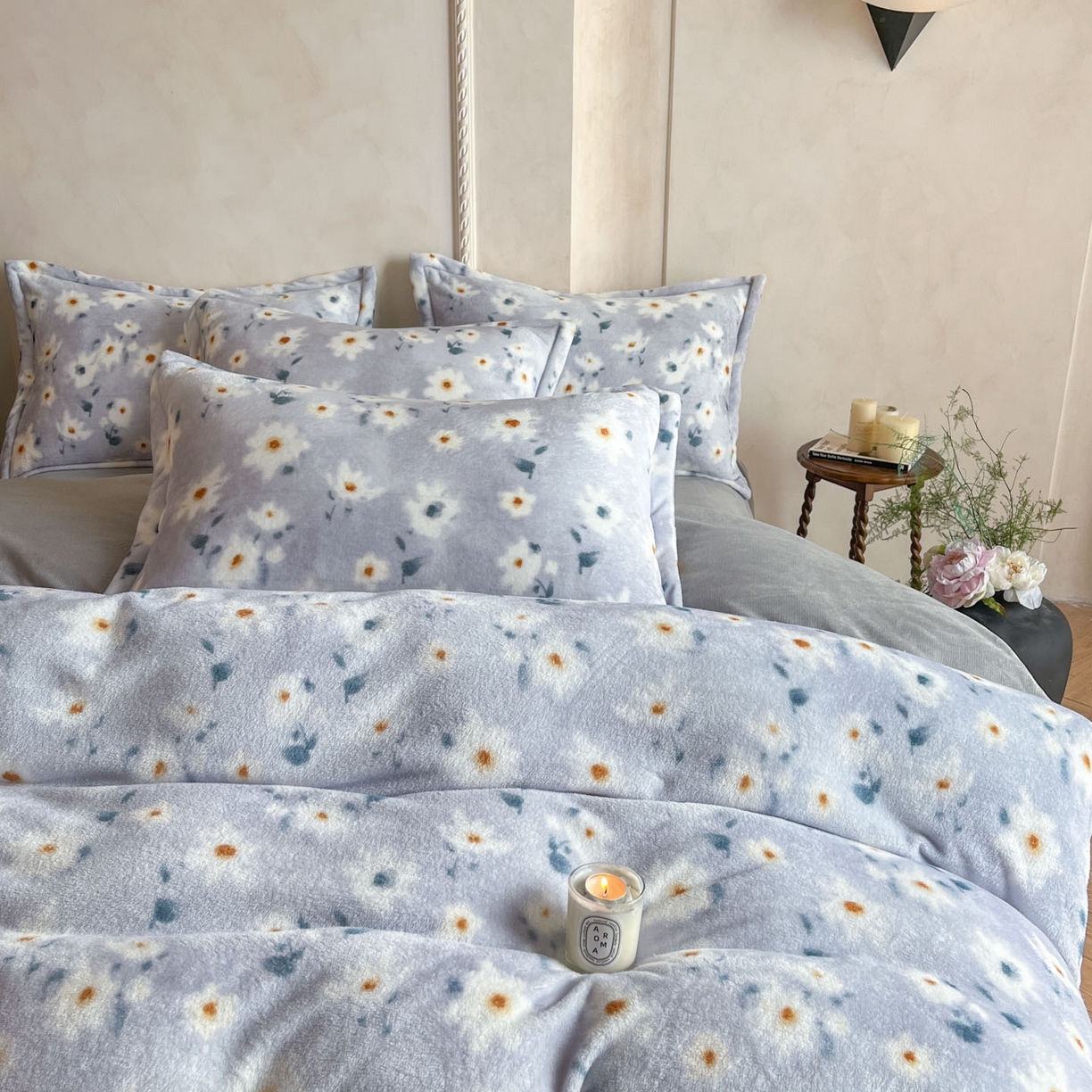 91家纺网 家纺一手货源 找家纺 川悦生活 2025新款轻奢风高克重牛奶绒印花保暖四件套 小苏花瑟