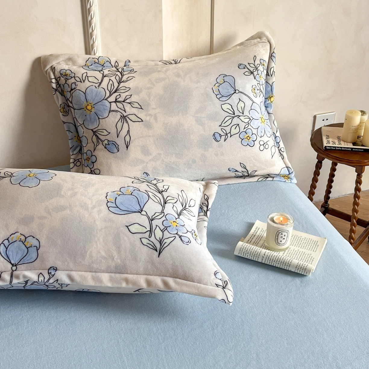 91家纺网 家纺一手货源 找家纺 川悦生活 2025新款轻奢风高克重牛奶绒印花保暖四件套 青空水月