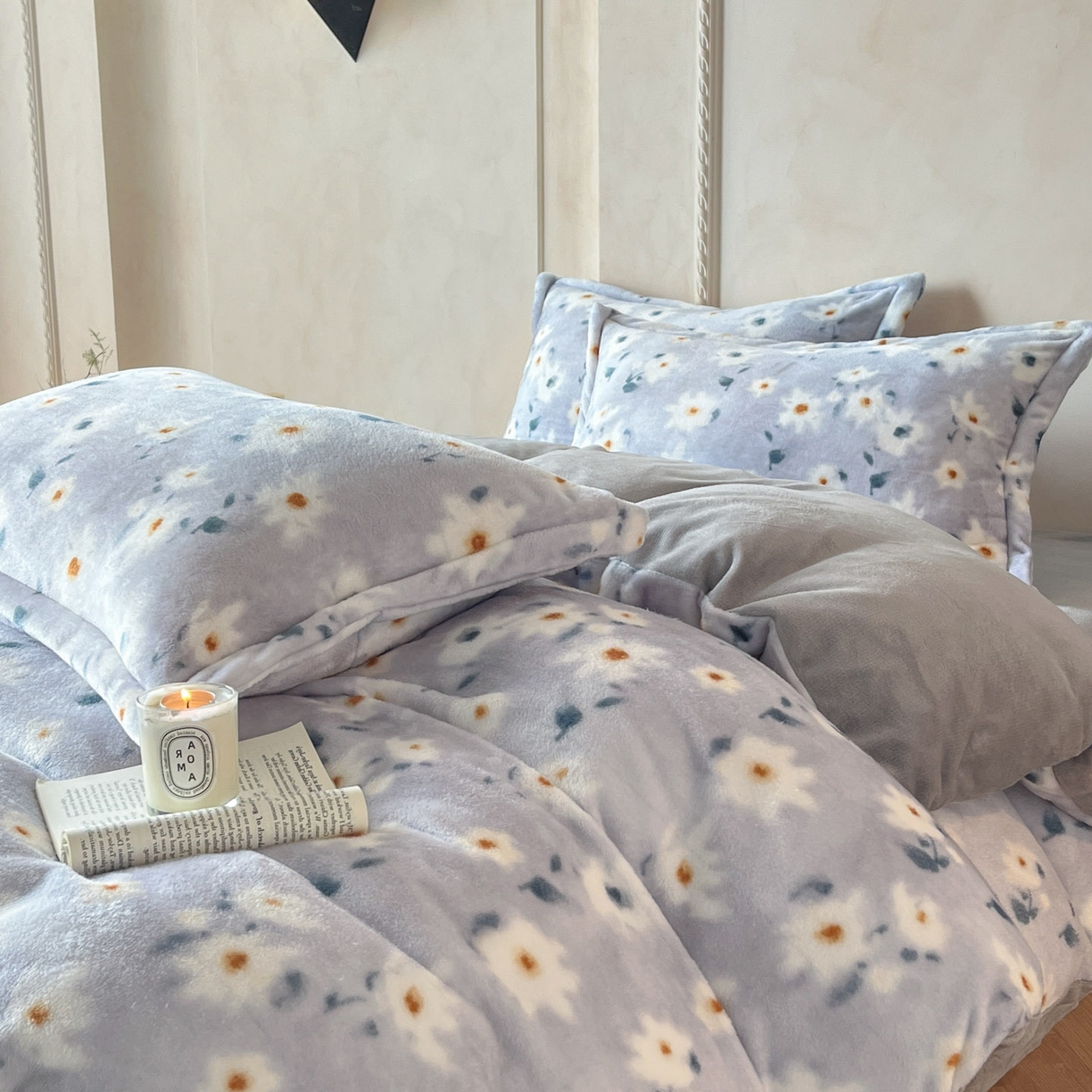 91家纺网 家纺一手货源 找家纺 川悦生活 2025新款轻奢风高克重牛奶绒印花保暖四件套 小苏花瑟