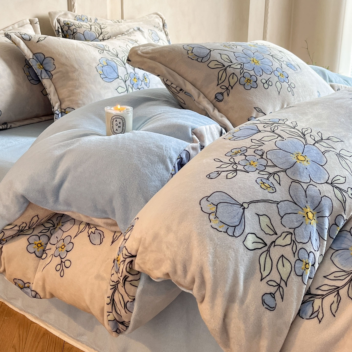 91家纺网 家纺一手货源 找家纺 （总）川悦生活 2025新款轻奢风高克重牛奶绒印花保暖四件套