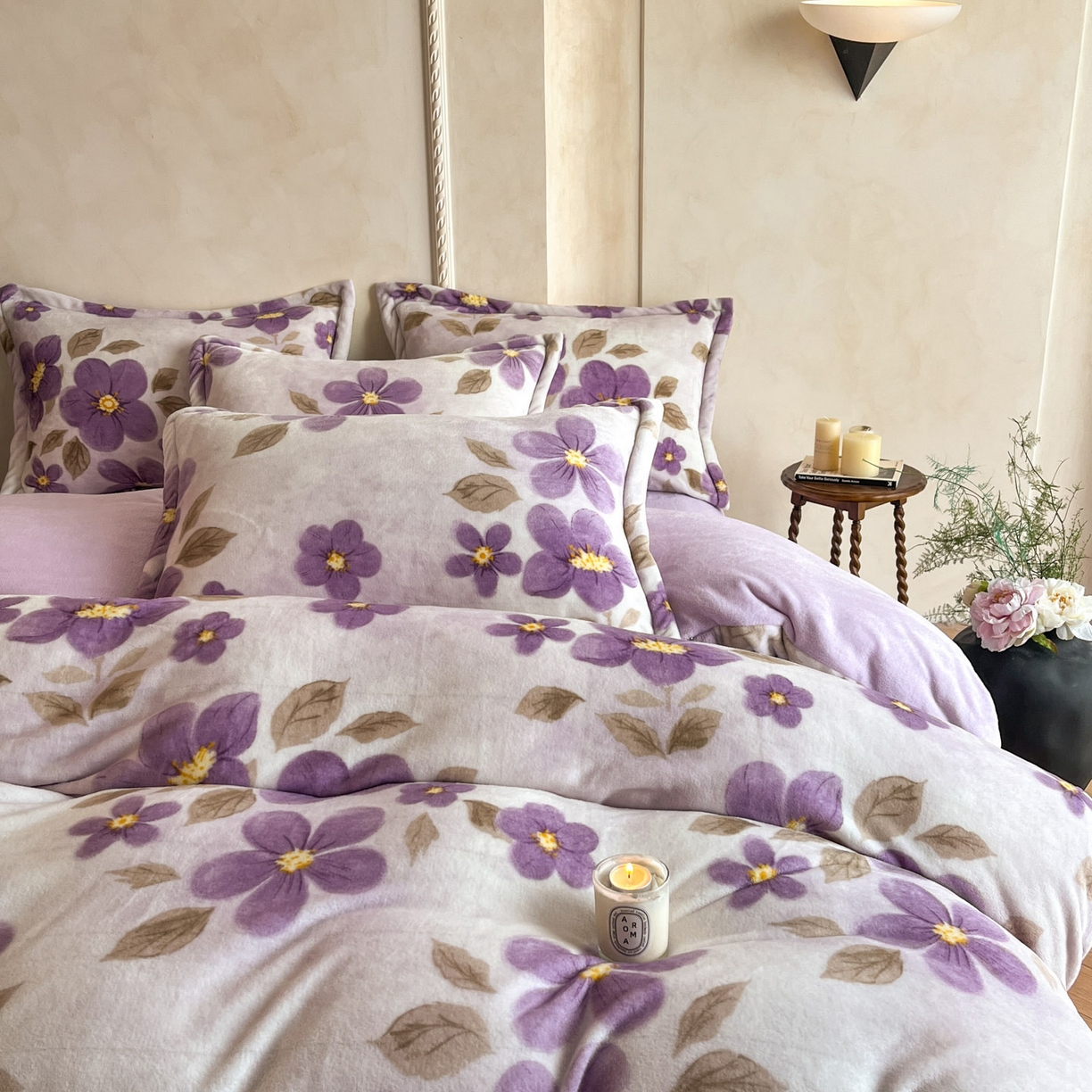 91家纺网 家纺一手货源 找家纺 川悦生活 2025新款轻奢风高克重牛奶绒印花保暖四件套 香妃沐光