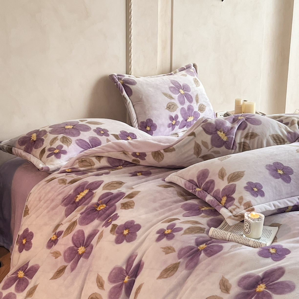 91家纺网 家纺一手货源 找家纺 川悦生活 2025新款轻奢风高克重牛奶绒印花保暖四件套 香妃沐光