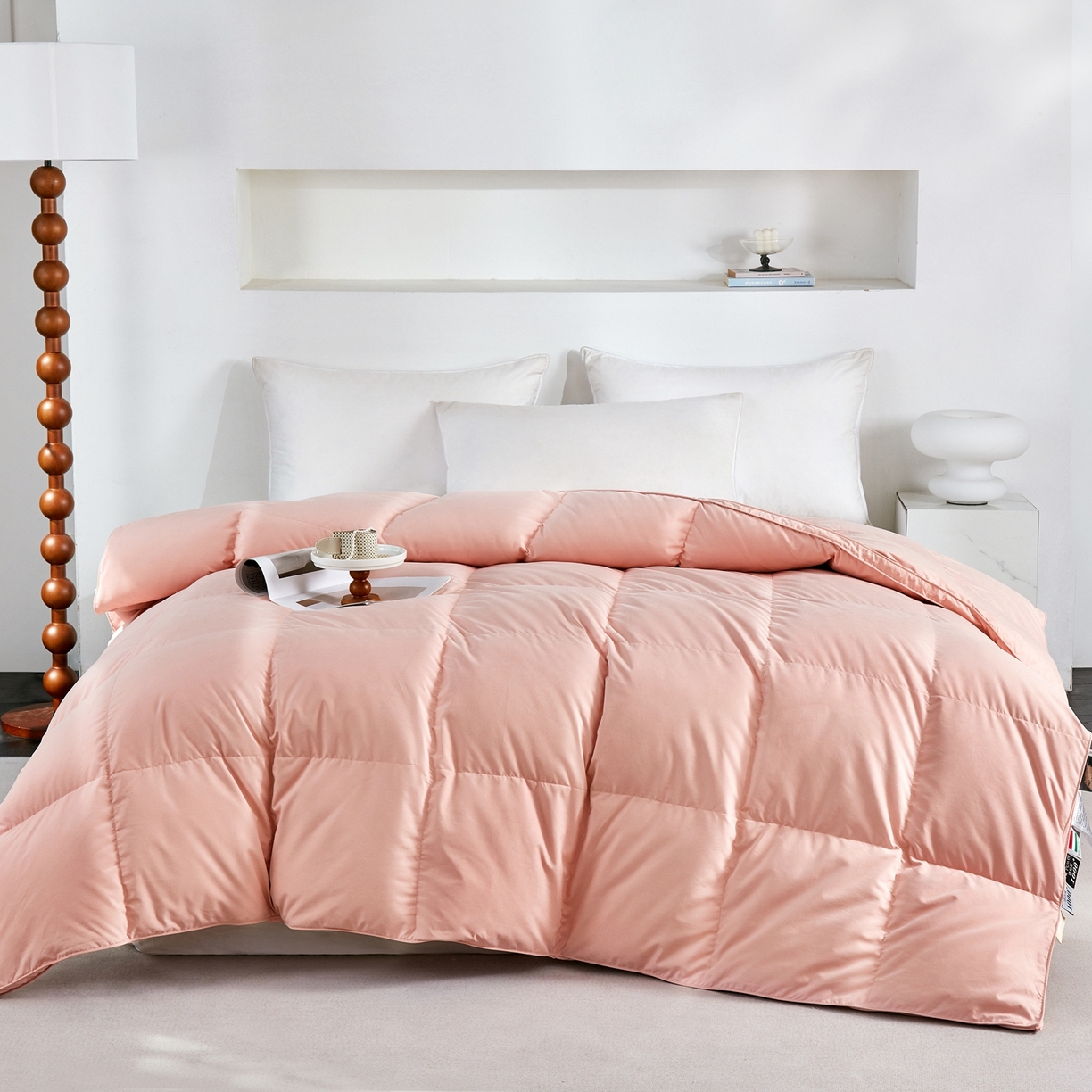 91家纺网 家纺一手货源 找家纺 华盛羽绒被壳 2024羽绒被新款匈牙利进口大朵羽绒被静音 匈牙利粉玉