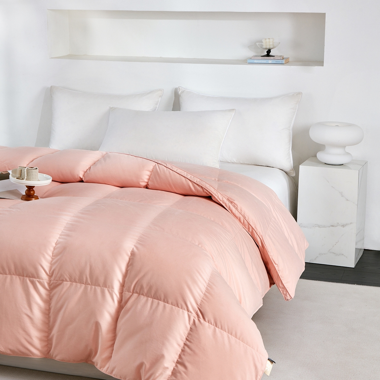 91家纺网 家纺一手货源 找家纺 华盛羽绒被壳 2024羽绒被新款匈牙利进口大朵羽绒被静音 匈牙利粉玉