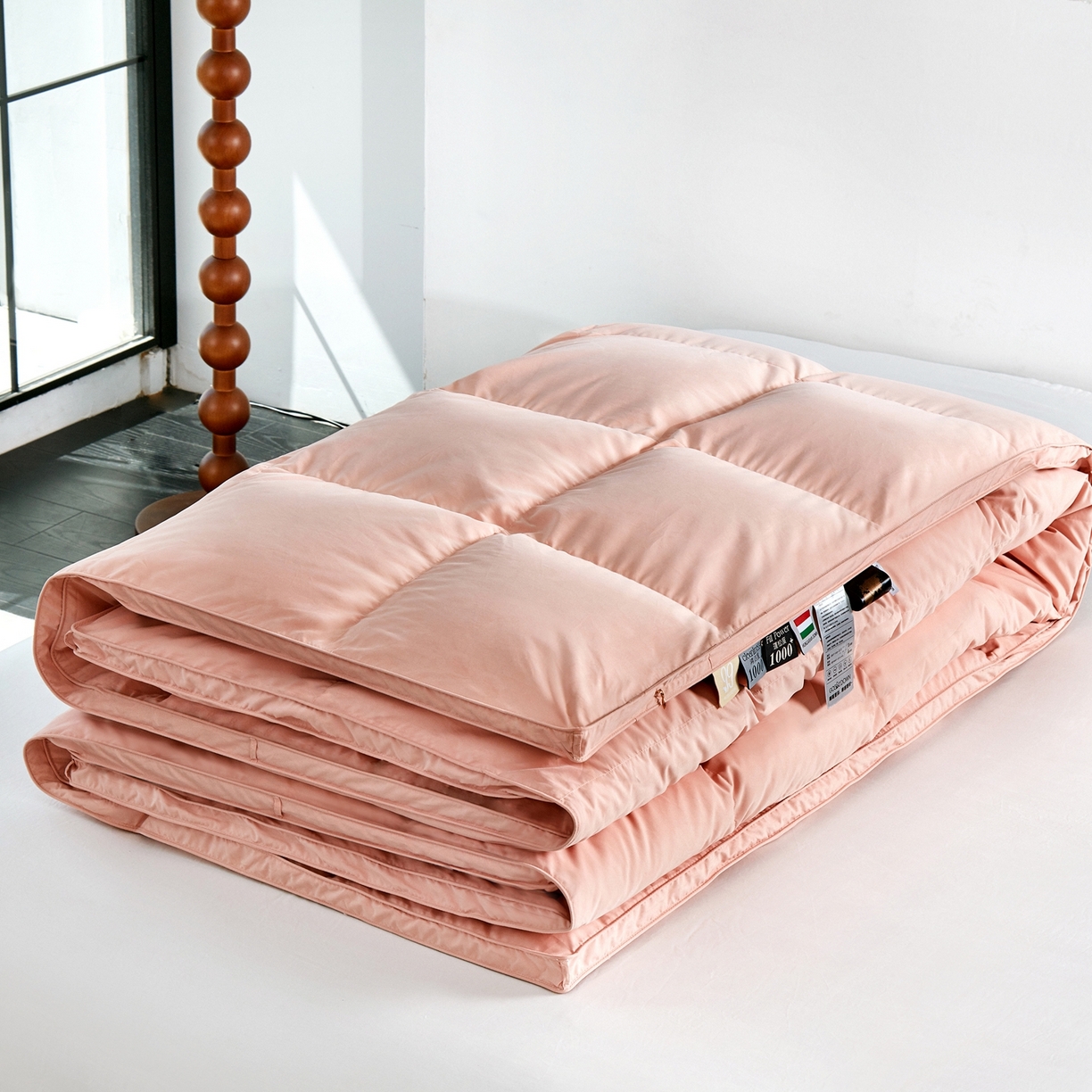 91家纺网 家纺一手货源 找家纺 华盛羽绒被壳 2024羽绒被新款匈牙利进口大朵羽绒被静音 匈牙利粉玉