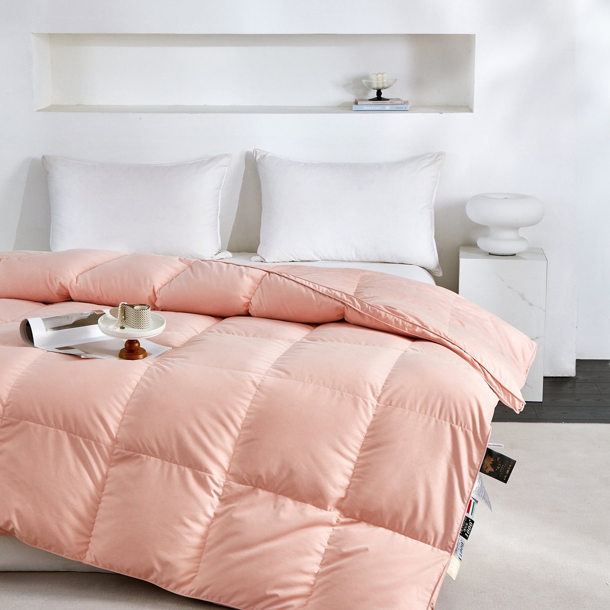 91家纺网 家纺一手货源 找家纺 华盛羽绒被壳 2024羽绒被新款匈牙利进口大朵羽绒被静音 匈牙利粉玉