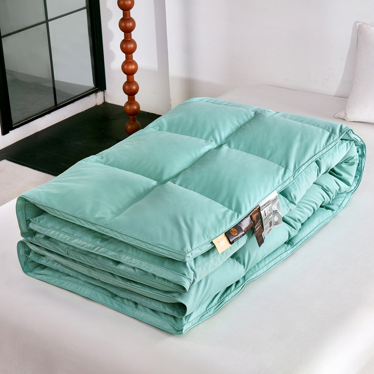 91家纺网 家纺一手货源 找家纺 华盛羽绒被壳 2024羽绒被新款匈牙利进口大朵羽绒被静音 匈牙利祖母绿