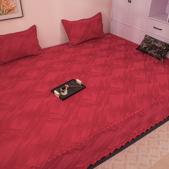 91家纺网 家纺一手货源 找家纺 （总）手艺人家纺 2025新款复合雪尼尔红色炕盖床盖单件XK3782-3786