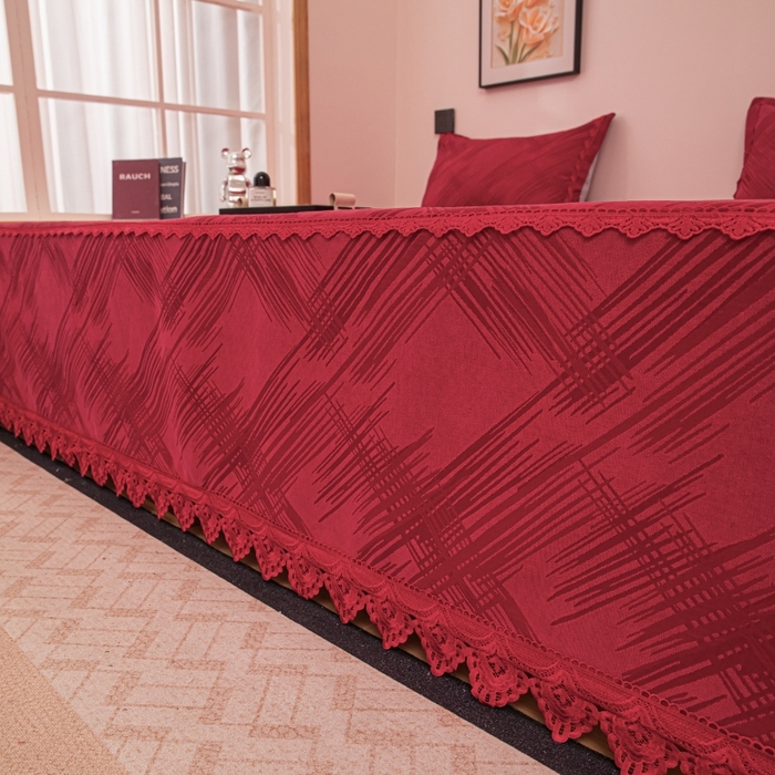 91家纺网 家纺一手货源 找家纺 （总）手艺人家纺 2025新款复合雪尼尔红色炕盖床盖单件XK3782-3786