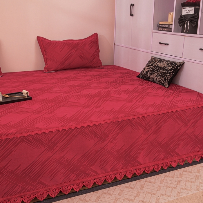 91家纺网 家纺一手货源 找家纺 （总）手艺人家纺 2025新款复合雪尼尔红色炕盖床盖单件XK3782-3786