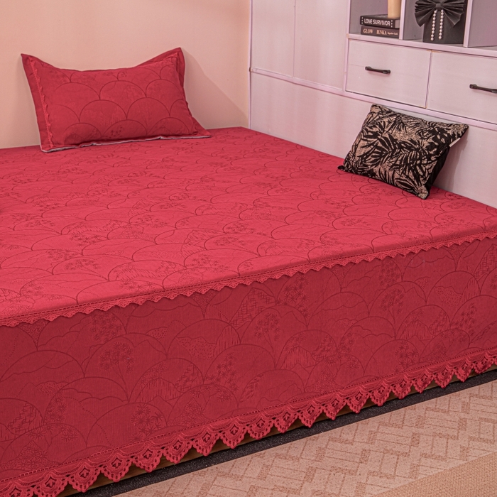 91家纺网 家纺一手货源 找家纺 手艺人家纺 2025新款复合雪尼尔红色炕盖床盖单件XK3782-3786 XK3785