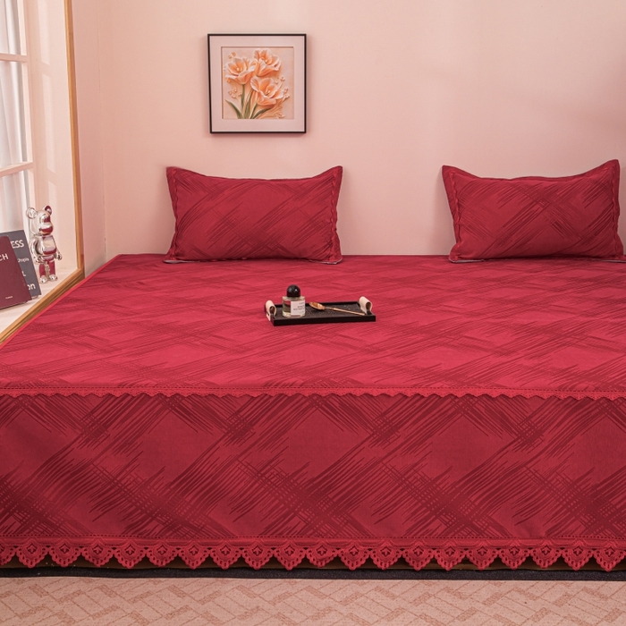 91家纺网 家纺一手货源 找家纺 （总）手艺人家纺 2025新款复合雪尼尔红色炕盖床盖单件XK3782-3786