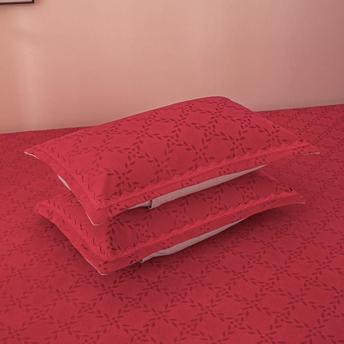 91家纺网 家纺一手货源 找家纺 手艺人家纺 2025新款复合雪尼尔红色炕盖床盖单件XK3782-3786 XK3783