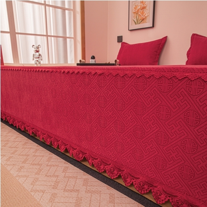 91家纺网 家纺一手货源 找家纺 手艺人家纺 2025新款复合雪尼尔红色炕盖床盖单件XK3782-3786 XK3786