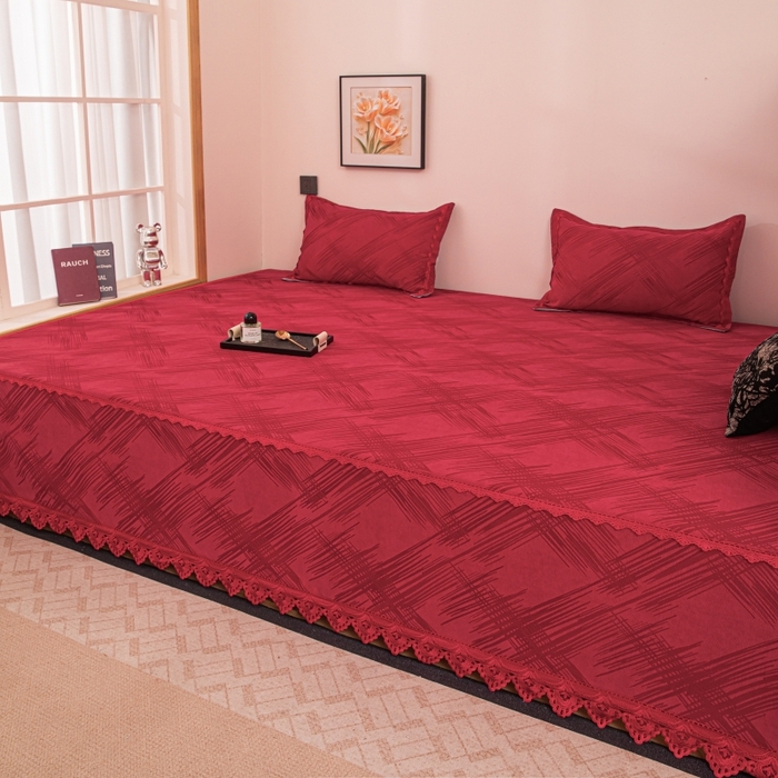 手艺人家纺 2025新款复合雪尼尔红色炕盖床盖单件XK3782-3786 XK3782