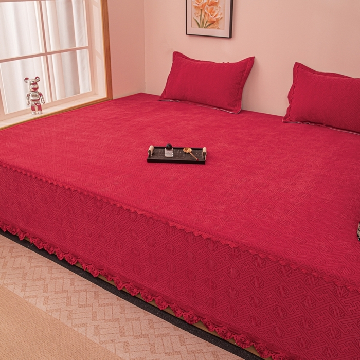 手艺人家纺 2025新款复合雪尼尔红色炕盖床盖单件XK3782-3786 XK3786